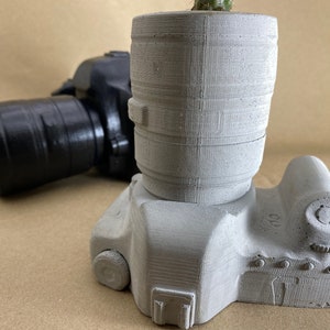 Concrete Camera Planter | Camera Lens Planter | Photography | Gift For Photographer | Camera Planter | Camera Decor | Cement Camera