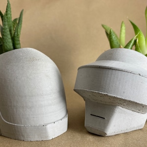 Daft Punk Helmet Planter | Concrete Electronic Legends | Concrete Daft Punk Candle Holder | Thomas Bangalter and Guy-Manuel Conrete Planters