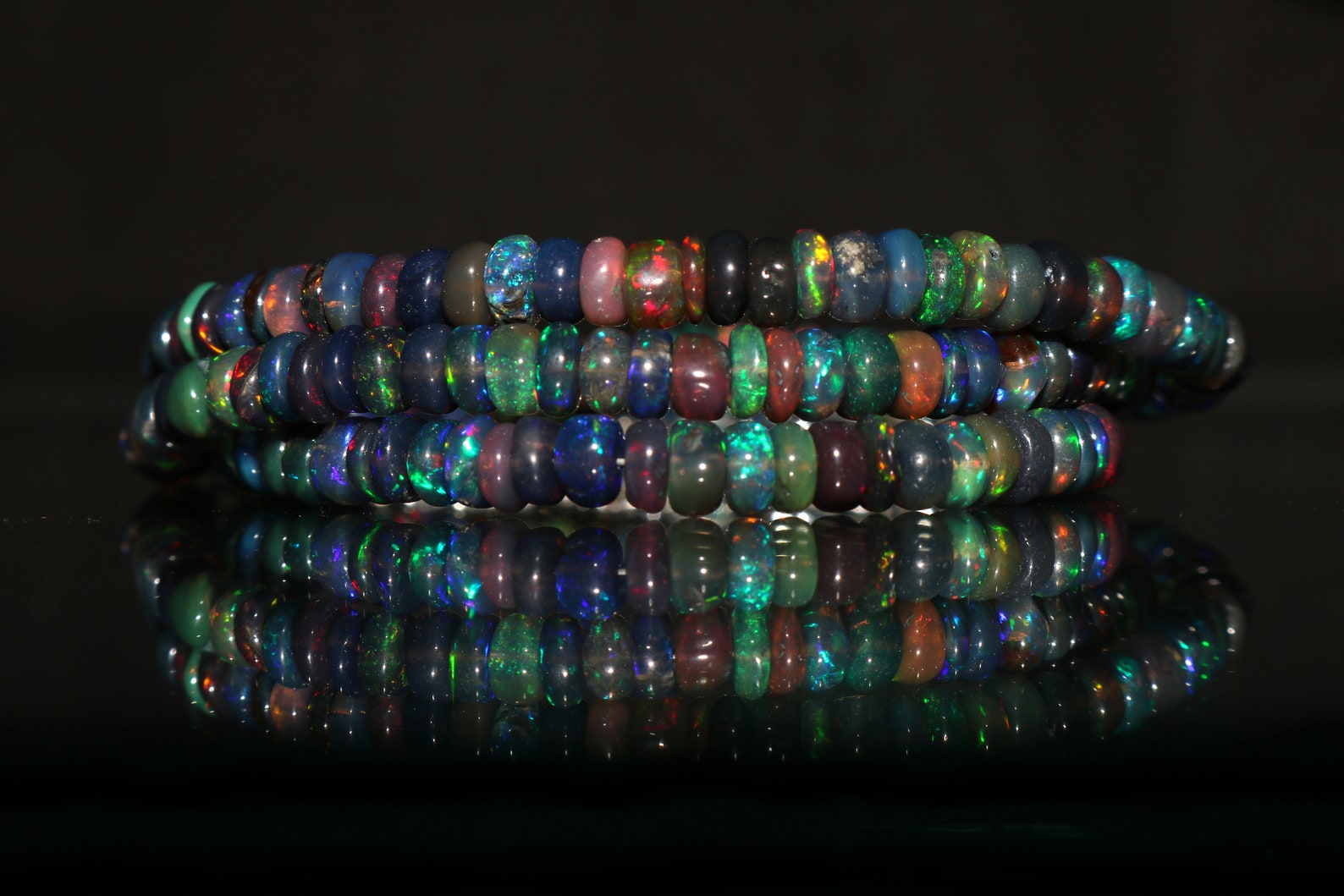 Natural Black Opal Fire Beads/Roundel Beads/ 4.20 MM | Etsy