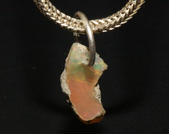 Handmade Natural Opal Rough Pendant-Welo Fire Opal Pendant-Sterling 925 Silver Pendant-White Opal Pendant-Opal Charm Pendant-Gift