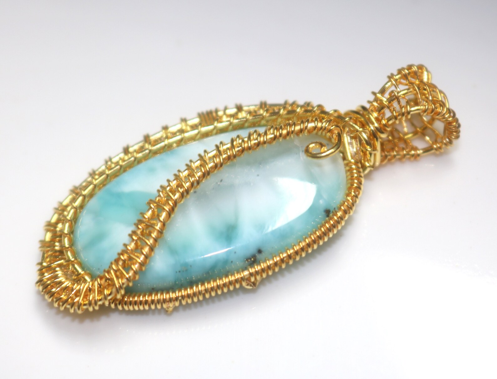 Gold plated Larimar pendant large larimar pendant larimar Etsy