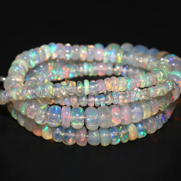 Perles d'opale naturelle AAA Perles d'opale éthiopienne Taille 6 à 3 MM Perles d'opale de feu AAA Perles d'opale ronde Perles d'opale Welo Perles d'opale Fabrication de bijoux