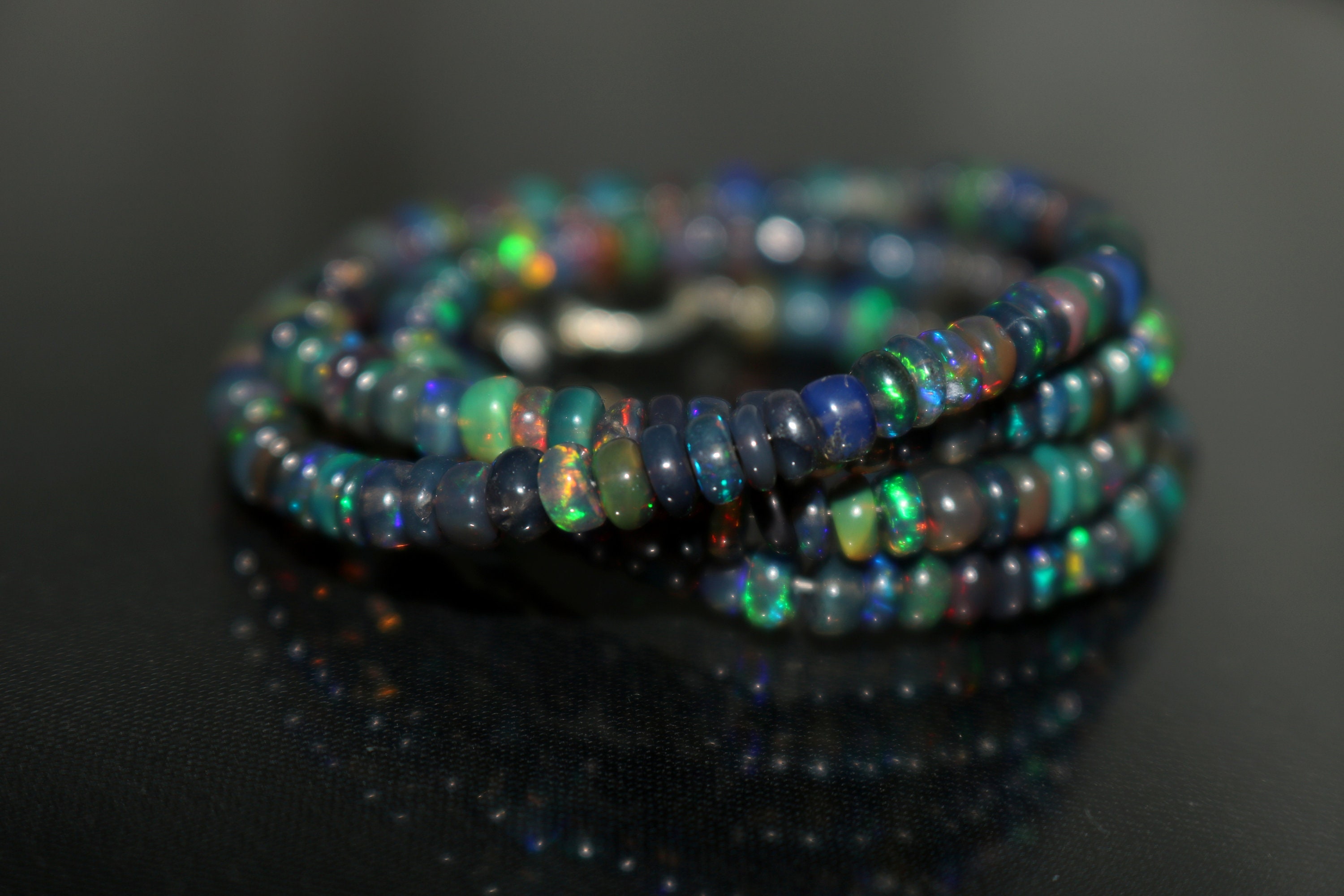 Black Opal Plain Rondelle Beads Black Opal Smooth Beads | Etsy