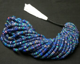 AAA+ Quality Black Opal Faceted Rondelle Beads Ethiopian Opal Bead Black Opal Rondelle beads Opal Faceted Beads Fire Opal Beads