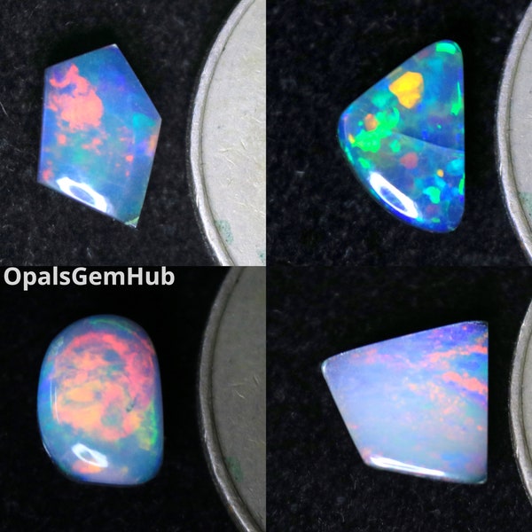 Gorgeous Freefrom Shape Natural Ethiopian Opal Doublet Bright Green & Blue Flash AAA+++ Quality Loose Doublet For Jewelry Making