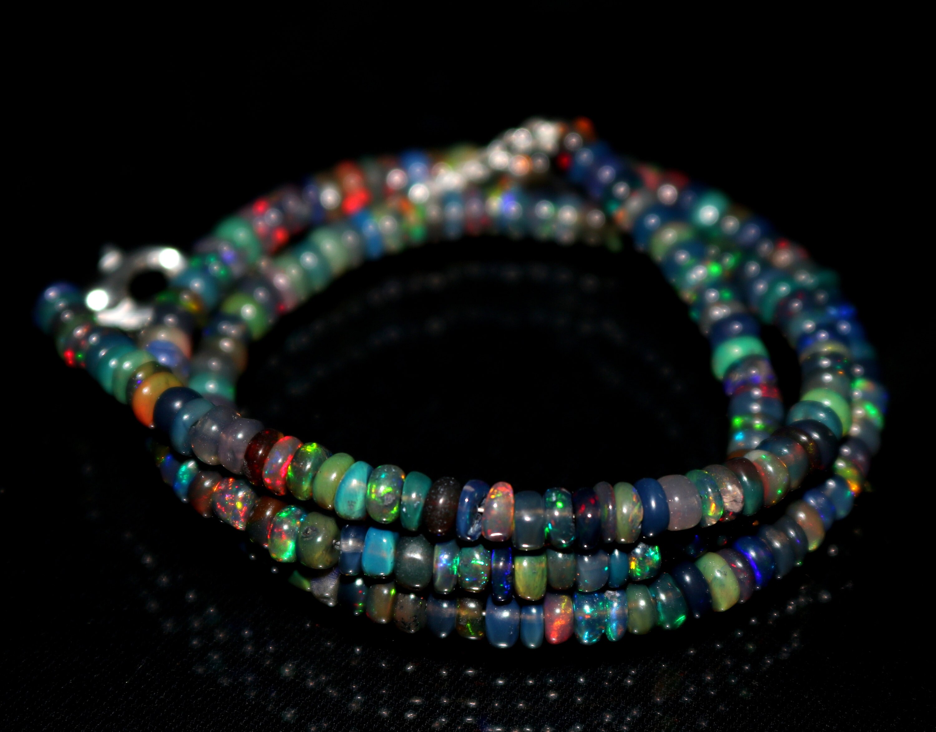 Natural Black Opal Fire Beads/Roundel Beads/ 4.20 MM | Etsy