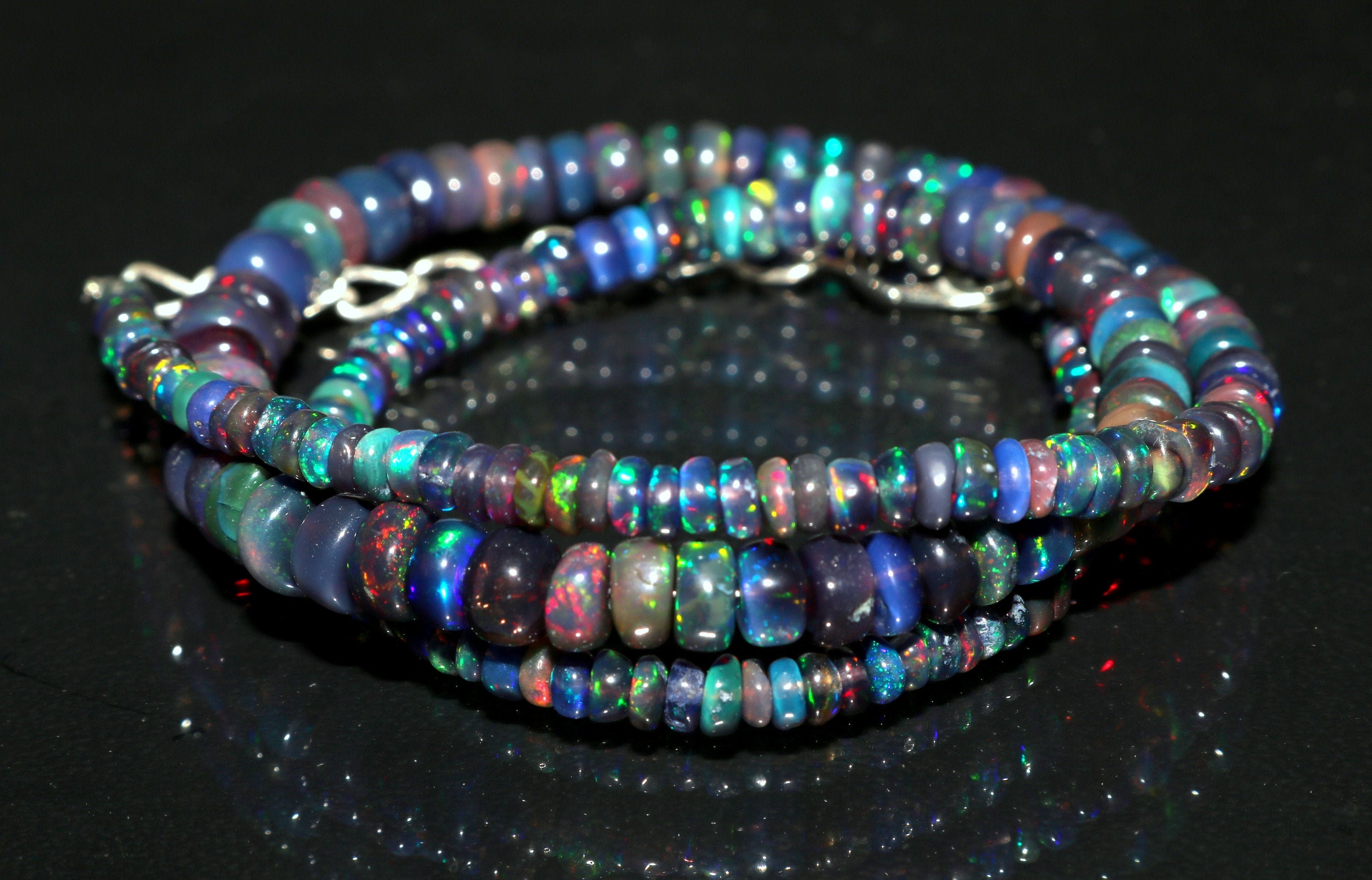 Natural Black Opal Fire Beads/Roundel Beads/5X3 mm Etsy