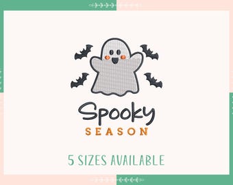 Spooky Season with Bats Embroidery Design, Boo Machine Embroidery Design, Halloween Embroidery, Instant Download