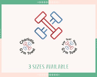 Gym Embroidery Design, Barbell Dumbbell, Weightlifting, Fitness Machine Embroidery Design, Instant Download