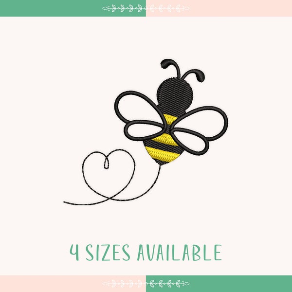 Mini Bee Flying Embroidery Design, Cute Bee Machine Embroidery Design, Honey Bee, Insect, Little Bee Embroidery Design