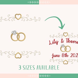 結婚指輪の刺繍テンプレート、婚約指輪の機械刺繍デザイン、ブライダルリング、即時ダウンロード