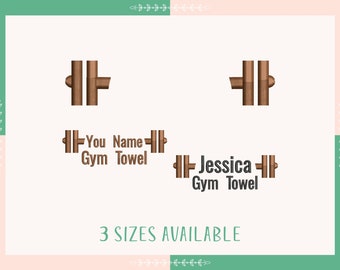 Gym Embroidery Design, Barbell Dumbbells, Weightlifting, Fitness Machine Embroidery Design, Instant Download