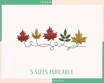 One line Autumn Leaves Embroidery Design, Fall Embroidery File, Seasonal Machine Embroidery, Instant Download