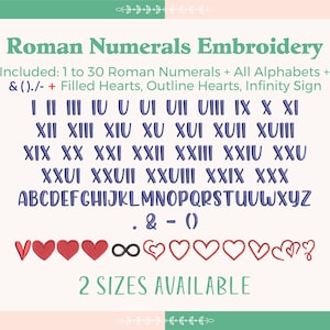 Roman Numerals Embroidery Design Font, Roman Numeric Embroidery Font, Instant Download, Roman Numeric, No Any BX file