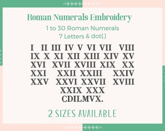 Roman Numerals Embroidery Design, Roman Numeric Embroidery Font, Instant Download, No Any BX file