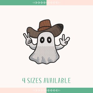 Western Ghost Embroidery Design, Spooky Boo Embroidery Design, Halloween Embroidery, Instant Download