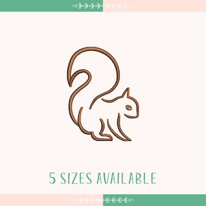 May include: A brown line drawing of a squirrel with a bushy tail. The image is on a white background and includes the text "5 SIZES AVAILABLE".