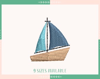 Mini Sailboat Embroidery Design, Beach Vacation Embroidery File, Ocean Sea Life Embroidery File, Tiny Sailboat Embroidery