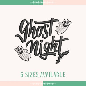 Ghost Night Embroidery Design, Ghost Embroidery Design, Halloween Embroidery Pattern, Cute Ghosts, Instant Download