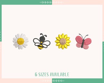 Summer Coquette Embroidery Design, Floral Embroidery File, Daisy Flower, Bee, Butterfly, Aesthetic Machine Embroidery File, PES DST