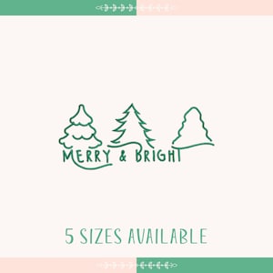 Merry and Bright Embroidery Design File, Christmas Machine Embroidery Design, Christmas Trees, 5 Sizes, Instant download