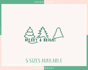 Arquivo de design de bordado alegre e brilhante, design de bordado de máquina de Natal, árvores de Natal, 5 tamanhos, download instantâneo