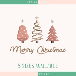 Christmas Tree Machine Embroidery Design, Merry Christmas with Trees Embroidery Pattern, Embroidery for Christmas, Instant Download