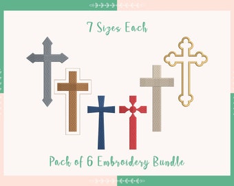 Cross Embroidery Design,  Christian Cross  Embroidery Design, Instant Download, Set of 6 Religious Embroidery Designs