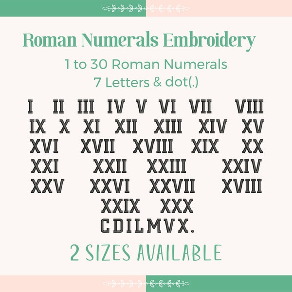 Roman Numerals Embroidery Design, Roman Numeric Embroidery Font, Instant Download, Roman Numbers, No Any BX file