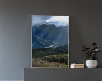 New Zealand Digital Download , Travel Poster Mountain Wall photo print for a new home