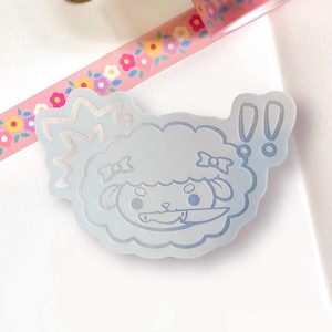 Sheep Silver Holo Matte Vinyl Sticker