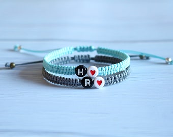 Set Couple Bracelet - Custom Initials Couple Bracelets - Personalized bracelet - Letter Bracelet - Macrame Bracelet