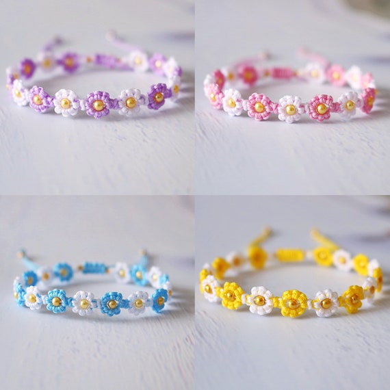 Daisy macrame bracelet deals