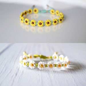 Macrame Daisy Bracelet - Daisy Bracelet - Flower Bracelet