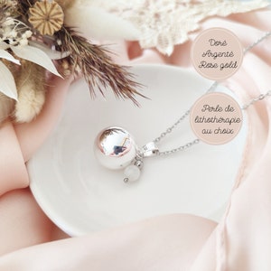 Silver, rose gold or gold pregnancy bola with white moonstone lithotherapy bead. Gift idea for pregnant woman