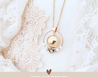 Bola de grossesse or sur mesure - Lithothérapie pierre de lune & jaspe - Bijou future maman - Cadeau femme enceinte - Annonce grossesse