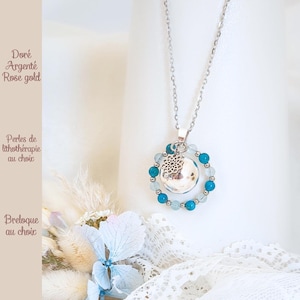 Bola de grossesse argent personnalisé • Lithothérapie aigue marine apatite • Cadeau future maman • Bijou femme enceinte • Gender reveal