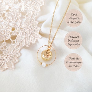Gold moonstone pregnancy bola and rosette charm. Pregnancy gift idea for future mother.