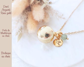 Bola de grossesse sur mesure • or argent or rose  • Colibri PMA • Lithothérapie aventurine verte • Idée cadeau femme enceinte • Future maman
