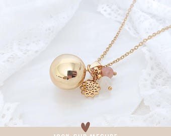Bola grossesse personnalisé - Idée cadeau future maman - Bijou femme enceinte - Lithothérapie pierre de lune - Annonce grossesse originale