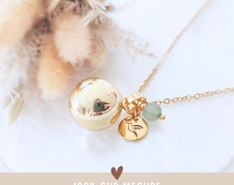 Bola de grossesse sur mesure - or argent or rose - Colibri PMA - Lithothérapie aventurine verte - Idée cadeau femme enceinte - Future maman