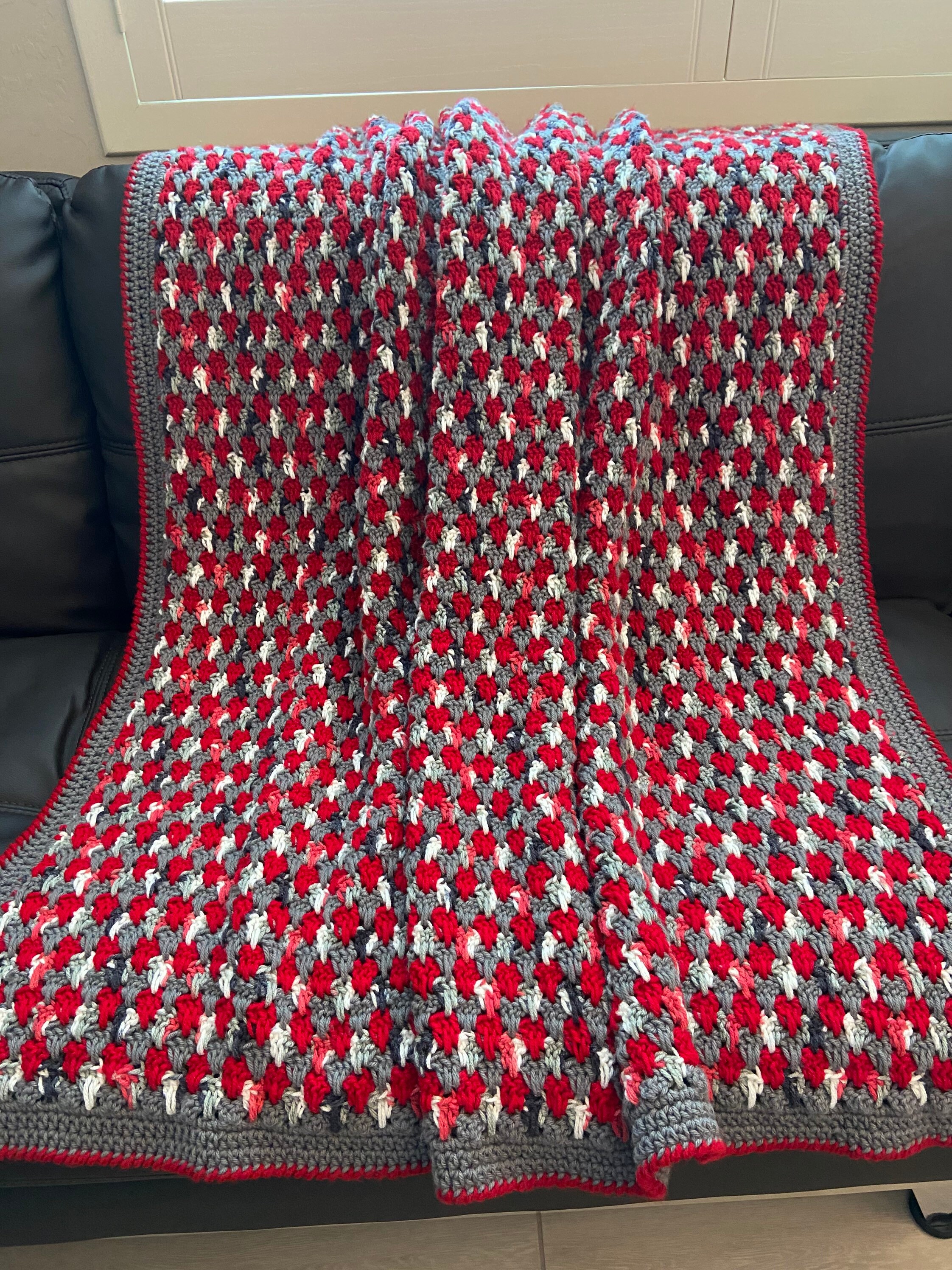 Hand Crocheted Afghan Hand Knit Blanket 3Color Afghan Etsy