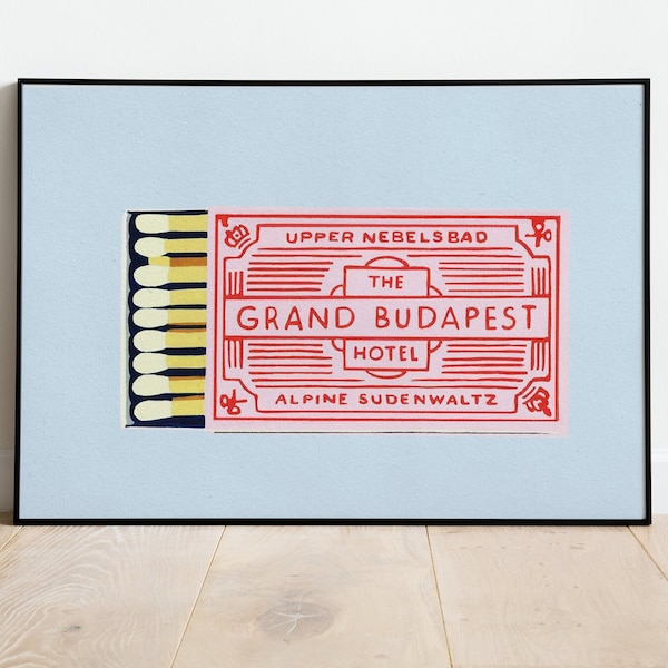 The Grand Budapest Hotel Poster, The Grand Budapest Hotel Film Poster, Wes Anderson, Home Decor, Wall Art, Gift Idea, Matchbox Print