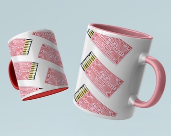 The Grand Budapest Hotel Pattern Mug with Color Inside, Wes Anderson, Gift Idea, Matchbox, Housewarming Gift, Mug for Gift, Printed Mug