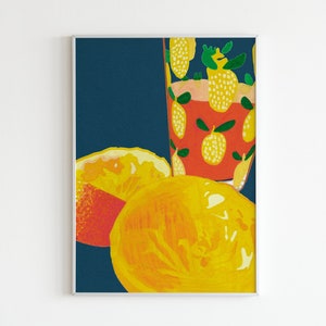 Orange Juice Print | Breakfast Print | Kitchen Poster | Bright Colours | Gift for Foodies
