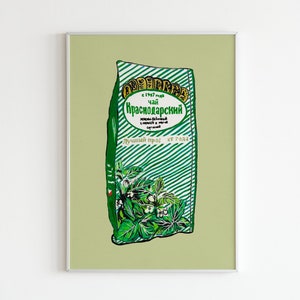 Russische Thee Print | Keuken Print | Keukenposter | Foodie Gift | Voedselillustratie
