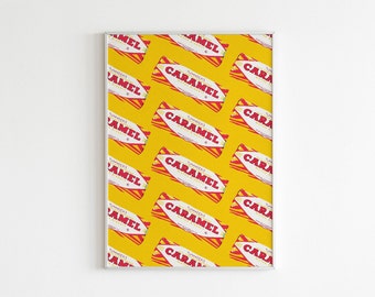 Tunnocks Pattern Wall Art, Wall Art Decor, Illustration Print, Scottish Food, Chocolate Lovers, Food Poster, Kitchen Prints, Vintage