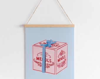 Mendl's Box Poster With Hanger, The Grand Budapest Hotel Movie Poster, Wes Anderson, Movie Print, Vintage Art Print, Gift for Housewarming