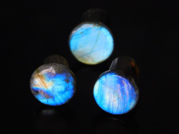 Labraborite Single Flare Plug With Groove Earring Gauge Piercing For Women Men Body Jewelry