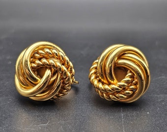 Boucles d'oreilles clip nœud d'amour doré Napier